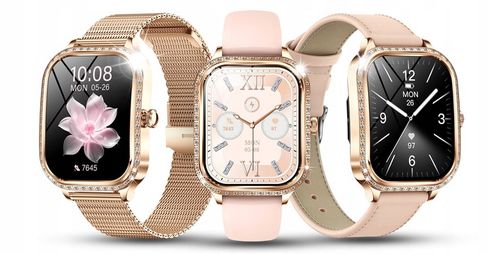 SMARTWATCH DLA KOBIETY DAMSKI ZEGAREK ROZMOWY MENU POLSKIE PULS + 3 PASKI na Arena.pl