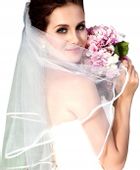 Welon ślubny podwójny biały do włosów ozdoba tiul  W4