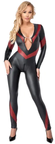 cottelli party kombinezon matowy czarny z czerwonymi akcentami s na Arena.pl