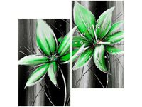 60X60CM ZEGAR KWIATY ZIELONO OBRAZ DREWNO ŚCIAN KWADRAT