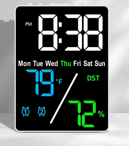 Wielofunkcyjny Cyfrowy Budzik LED - Temperatura, Wilgotność, Możliwość Ściemniania, Port USB na Arena.pl
