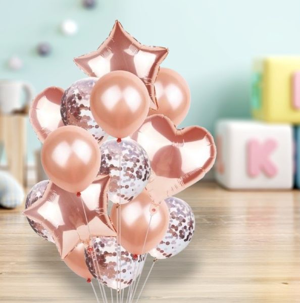BALONY NA URODZINY ZESTAW BALONÓW MIX 14 SZT ŚLUB PARTY zdjęcie 4