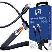 KABEL USB-C DO LIGHTNING 20W 1.2M HYPER CABLE 3MK CZARNY MOCNY SZYBKIE ŁADO