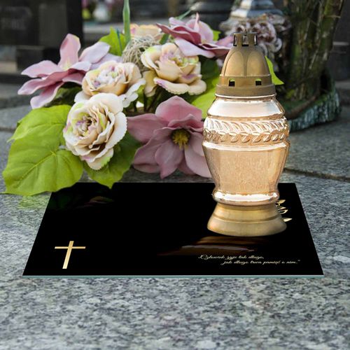 SZKLANA PODSTAWKA POD ZNICZE 40x30cm 490b + napis na Arena.pl