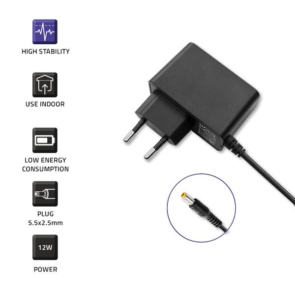 Qoltec Zasilacz wtyczkowy 12W 12V 1A 5.5*2.5 zdjęcie 3