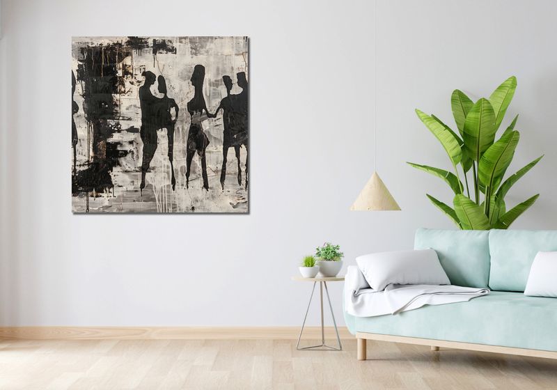Obraz 100x100cm Szarzy Ludzie zdjęcie 2