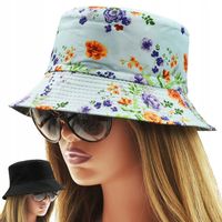 Letni KAPELUSZ wędkarski rybacki bucket hat DWUSTRONNY kwiatki