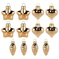 12x Bombki Choinkowe Świąteczne Szklane Złote Zestaw Bombek na Choinkę