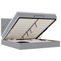 Rama łóżka otomana z materacem, jasnoszara, 180x200 cm, tkanina