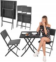 Zestaw Mebli Ogrodowych Składany Komplet Stolik 2x Krzesło na Taras Balkon