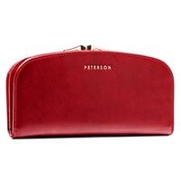 PETERSON portfel damski skórzany elegancki gładki matowy P172 czerwony