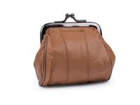 Portmonetka na bigiel skórzana beżowa ciemna