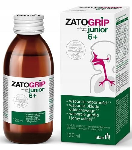 Zatogrip Junior Czarny Bez Pelargonia Afrykańska Wspiera Odpornosć 120 ml na Arena.pl
