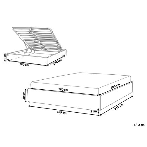 Łóżko z pojemnikiem tapicerowane 180 x 200 cm szare DINAN na Arena.pl