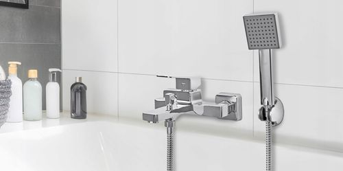 Bateria wannowa z prysznicem ścienna chrom srebrna kran do wanny YOKA na Arena.pl