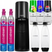 SATURATOR SODASTREAM TERRA BLACK 2 BUTELKI + 2 NABOJE + 3X SYROP PEPSI