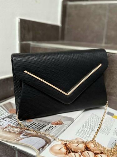 CZARNA torebka kopertówka wizytowa wesele komunia ślub NA ŁAŃCUSZKU na Arena.pl