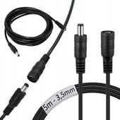 PRZEDŁUŻACZ 5m ZASILANIA KABEL ZASILAJĄCY DO KAMER IP PRZEWÓD DC 12V 3,5mm