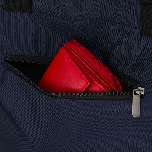 granatowa shopperka damska z poliestru z kieszenią zewnętrzną - peterson na Arena.pl