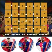KALENDARZ ADWENTOWY FC BARCELONA 3W1 ZDRAPKA + PLANSZA + 18 NAKLEJEK WIELOR