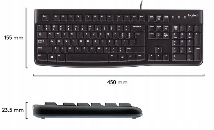 Zestaw Logitech MK120 USB klawiatura K120 mysz B100 przewodowa komputera zdjęcie 10