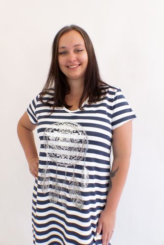 Długa Sukienka w Paski z Łapaczem Snów Granatowo-Biała UNI na Arena.pl