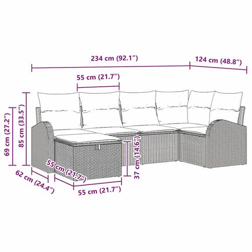 Zestaw Sof na Ogród 6 pcs beżowo-kremowy 234 x 124 x 85 cm na Arena.pl