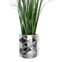 DONICZKA NA KWIATY OSŁONKA CERAMICZNA SREBRNA NOWOCZESNA DONICZKA GLAMOUR