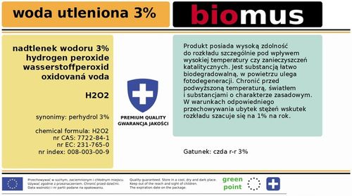 WODA UTLENIONA 3% CZDA nadtlenek wodoru Czysty Do Analizy 1L BIOMUS na Arena.pl