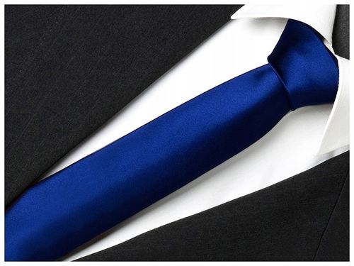 GŁADKI GRANATOWY Żakardowy Krawat Męski 7cm do Garnituru Jednokolorowy rr11 na Arena.pl