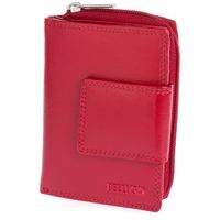 Portfel damski skórzany z lakierowaną wstawką Bellugio - ciemnoczerwony