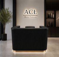 Recepcja glamour czarno-złota ryflowana z podświetleniem LED 120 cm