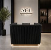 Recepcja glamour czarno-złota ryflowana z podświetleniem LED 120 cm
