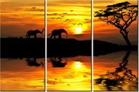 60 90CM OBRAZ 3 ELEM AFRYKA DRUK PŁÓTNO RAMA