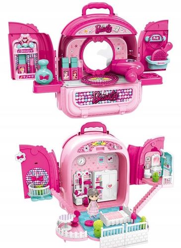 Toaletka WALIZKA domek z lalką PLECAK zestaw piękności 3w1 dla dziewczynek na Arena.pl