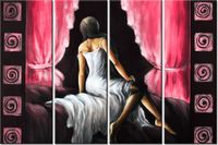 120CM 80 OBRAZ 4 ELEM PIĘKNA DZIEWCZYNA CZERWIENI ŚCIENNY