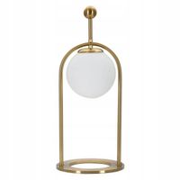 LAMPA STOŁOWA LAMPKA DEKORACYJNA DO SALONU ZŁOTA 50cm BIAŁA KULA