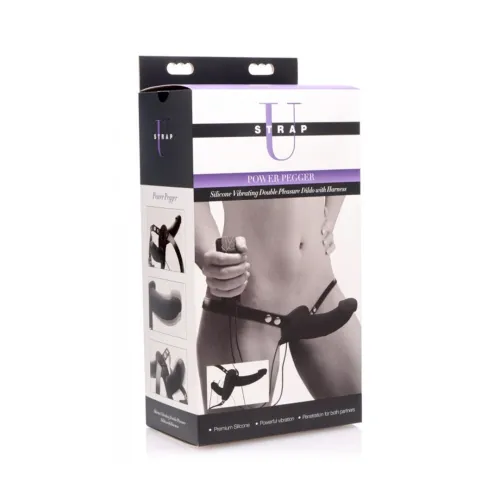 xr brands vibrating double system harness silikonowy, 10 trybow, czarny na Arena.pl