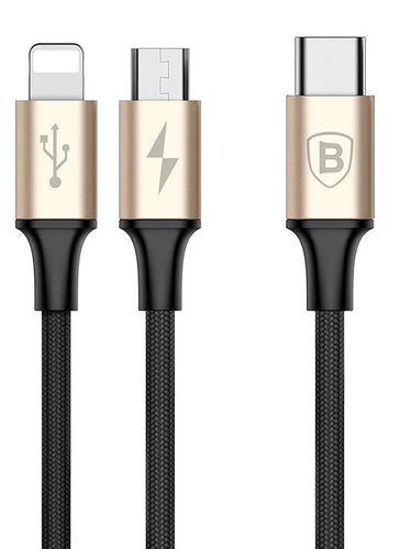 Kabel USB Type-C 2w1 lightning + Micro USB Baseus złoty na Arena.pl