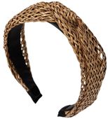 Opaska rattan twist  szeroka ażurowa naturalna pleciona