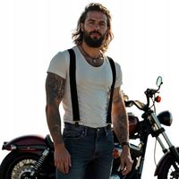 Szerokie Mocne 5cm czarne szelki męskie do spodni T15 MOTOCYKLOWE