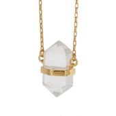 Naszyjnik - Kryształem Górskim sopel w okuciu na łańcuszku złoconym 45 cm