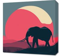 Obraz 50x50cm Słoń przy Czerwieni