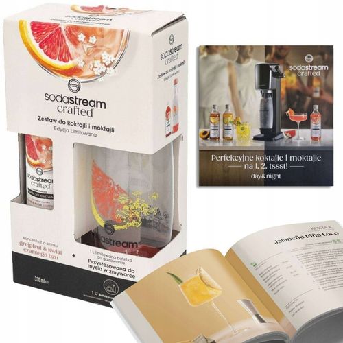 Baza do koktajli SodaStream Grejpfrut Kwiat Bzu 330ml + Butelka 1l+ książka na Arena.pl