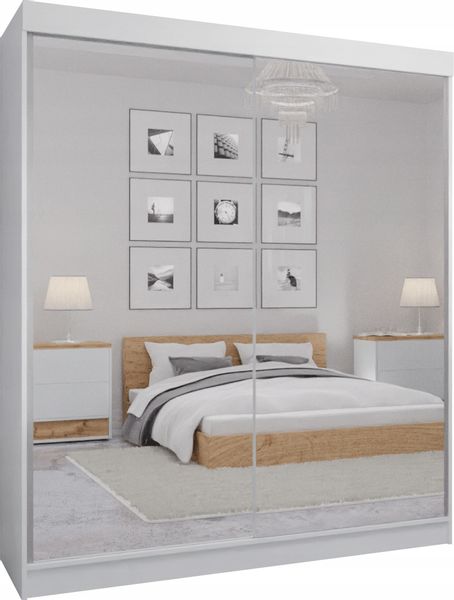 SZAFA PRZESUWNA STANDARD 120 x 205 BIAŁA LUSTRO P zdjęcie 1