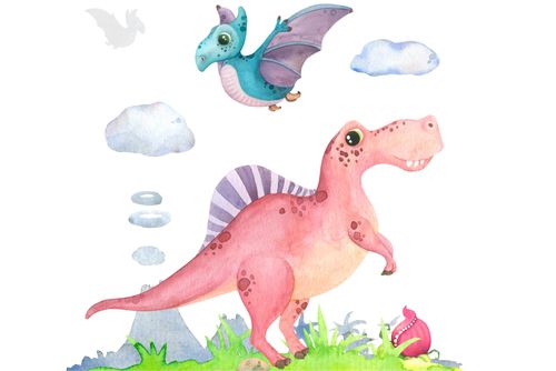 Fototapeta Akwarelowe Dinozaury Flizelina 400x280 na Arena.pl