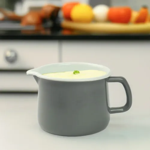 EMALIOWANY KUBEK Z WYLEWKĄ DZBANUSZEK NA KUCHENKĘ Z DZIÓBKIEM 1,1L SZARY na Arena.pl