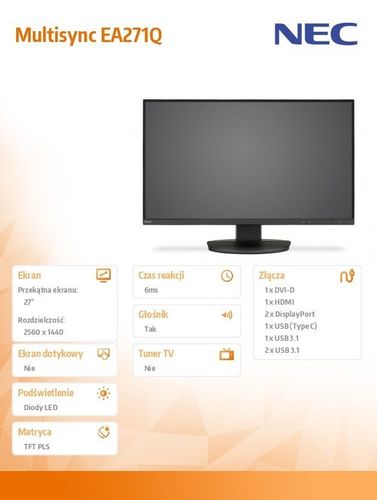 Monitor Multisync EA271Q 27 WQHD Czarny na Arena.pl