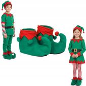 nakładki na BUTY ELFA z pomponikami strój ELF zielone dla dzieci