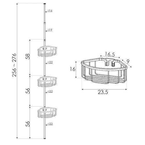 Półka teleskopowa pod prysznic do wanny aluminowa czarna - Yoka na Arena.pl